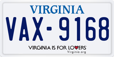 VA license plate VAX9168