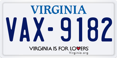 VA license plate VAX9182