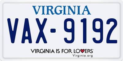 VA license plate VAX9192