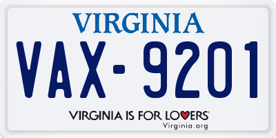 VA license plate VAX9201