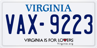 VA license plate VAX9223