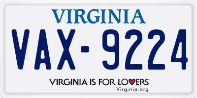 VA license plate VAX9224