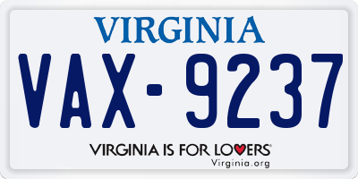 VA license plate VAX9237