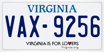 VA license plate VAX9256
