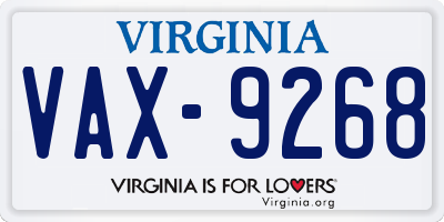VA license plate VAX9268