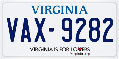 VA license plate VAX9282
