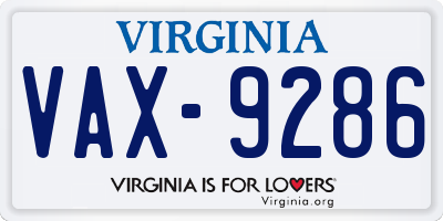 VA license plate VAX9286