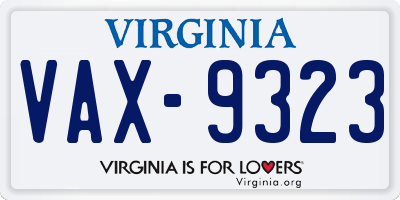 VA license plate VAX9323