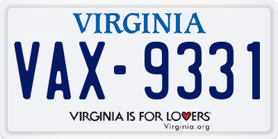 VA license plate VAX9331