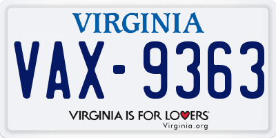 VA license plate VAX9363