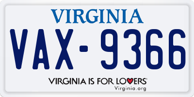 VA license plate VAX9366