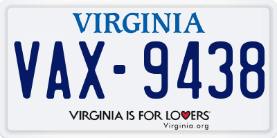 VA license plate VAX9438