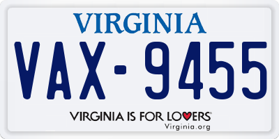 VA license plate VAX9455