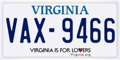 VA license plate VAX9466