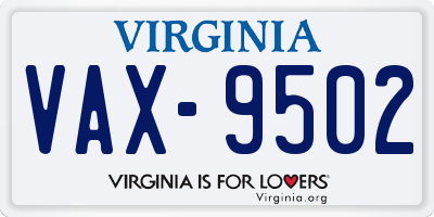 VA license plate VAX9502