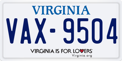 VA license plate VAX9504