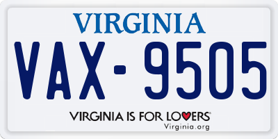 VA license plate VAX9505