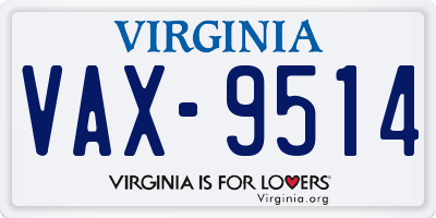 VA license plate VAX9514