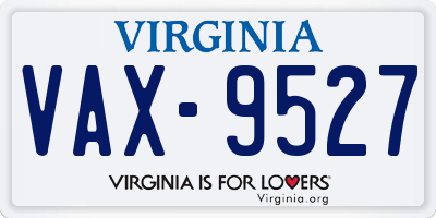 VA license plate VAX9527