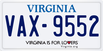 VA license plate VAX9552