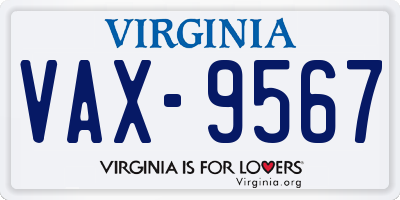 VA license plate VAX9567