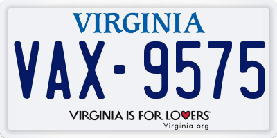 VA license plate VAX9575
