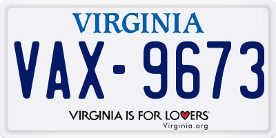 VA license plate VAX9673