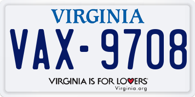 VA license plate VAX9708