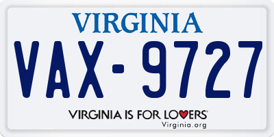 VA license plate VAX9727