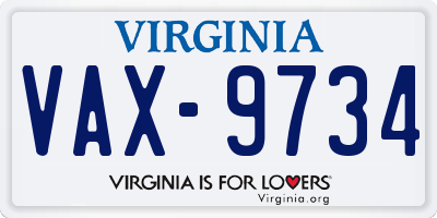 VA license plate VAX9734