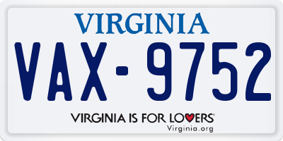 VA license plate VAX9752