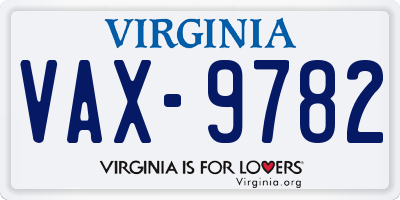 VA license plate VAX9782