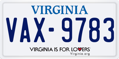 VA license plate VAX9783