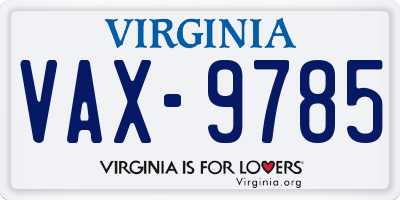 VA license plate VAX9785