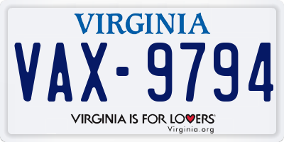 VA license plate VAX9794