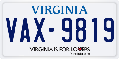 VA license plate VAX9819