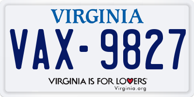 VA license plate VAX9827