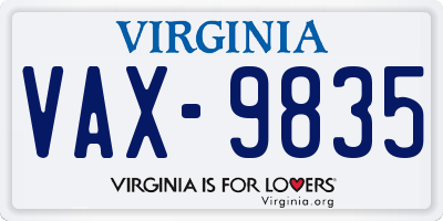 VA license plate VAX9835