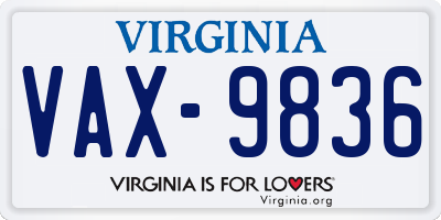 VA license plate VAX9836