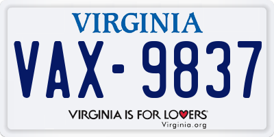 VA license plate VAX9837