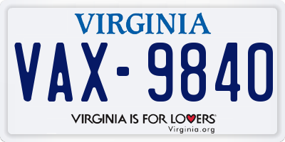 VA license plate VAX9840