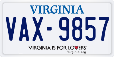 VA license plate VAX9857