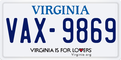 VA license plate VAX9869