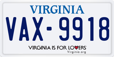 VA license plate VAX9918