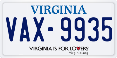 VA license plate VAX9935