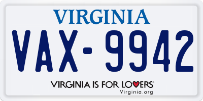 VA license plate VAX9942