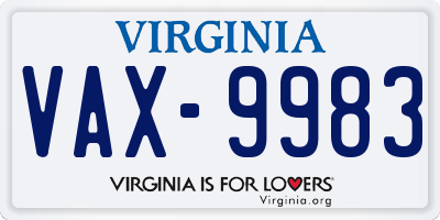 VA license plate VAX9983