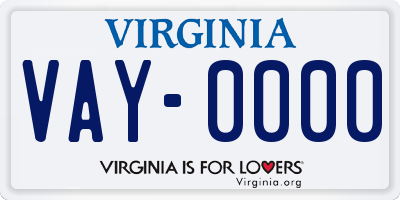 VA license plate VAY0000