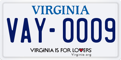 VA license plate VAY0009