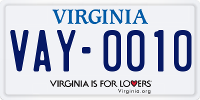 VA license plate VAY0010